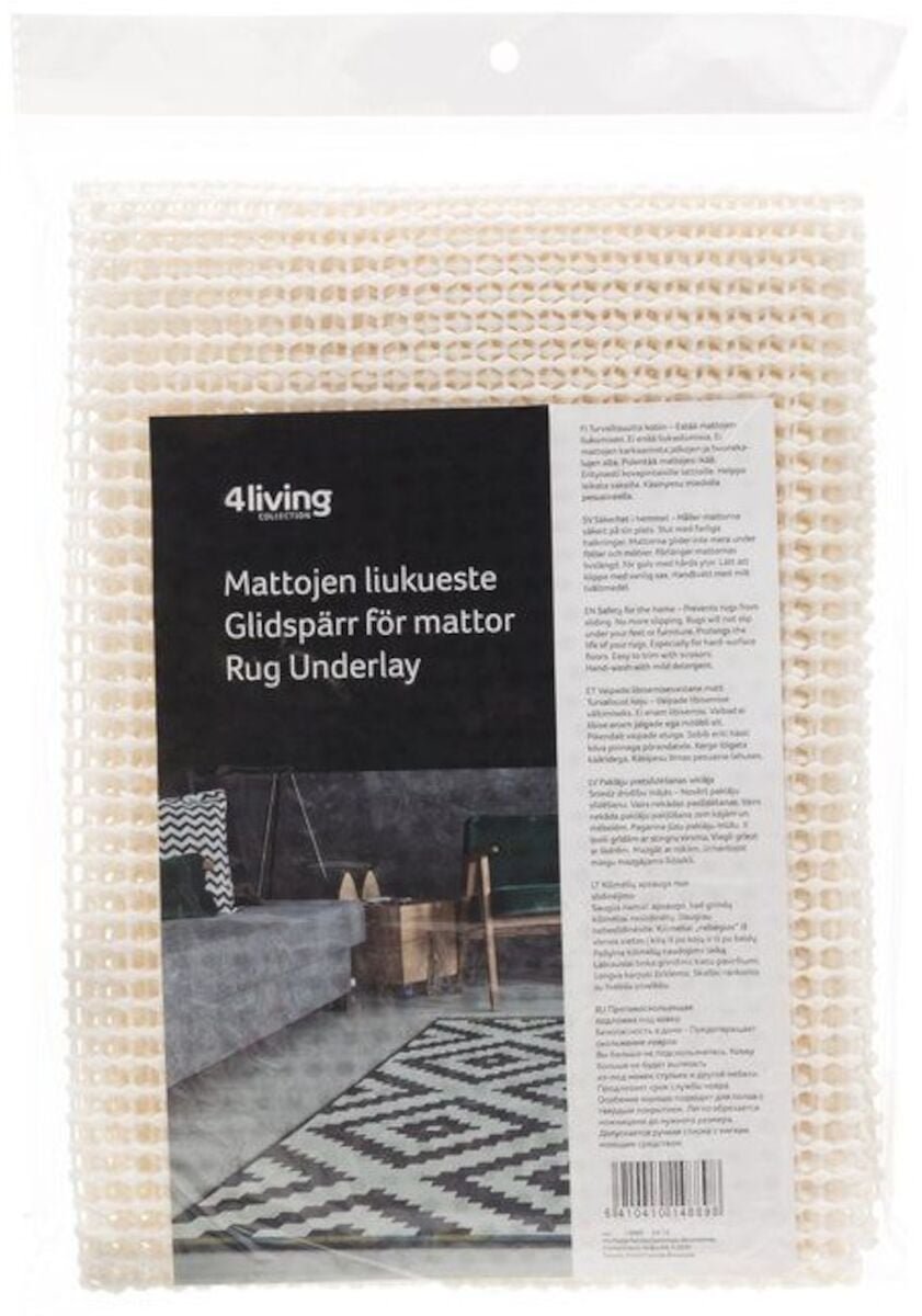 4Living mattojen liukueste 150x220 cm luonnonvalkoinen