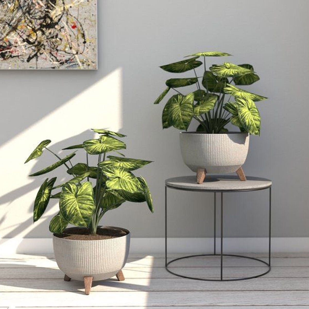 4Living Roma Line ECO jalallinen ruukku puukomposiitti Ø47 cm harmaa
