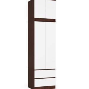 Akord Vaatekaappi yläosalla 2 ovea 2 laatikkoa Wenge/Valkoinen 60x51x234