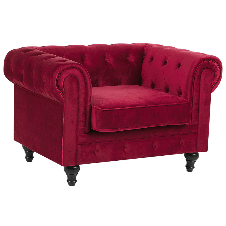 Nojatuoli CHESTERFIELD sametti Tummanpunainen