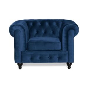 Chesterfield Lyx samettinojatuoli sininen