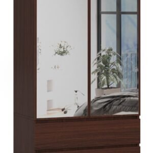 Akord Vaatekaappi 2-ovinen 2-laatikollinen 2-peilinen Wenge 90x51x180