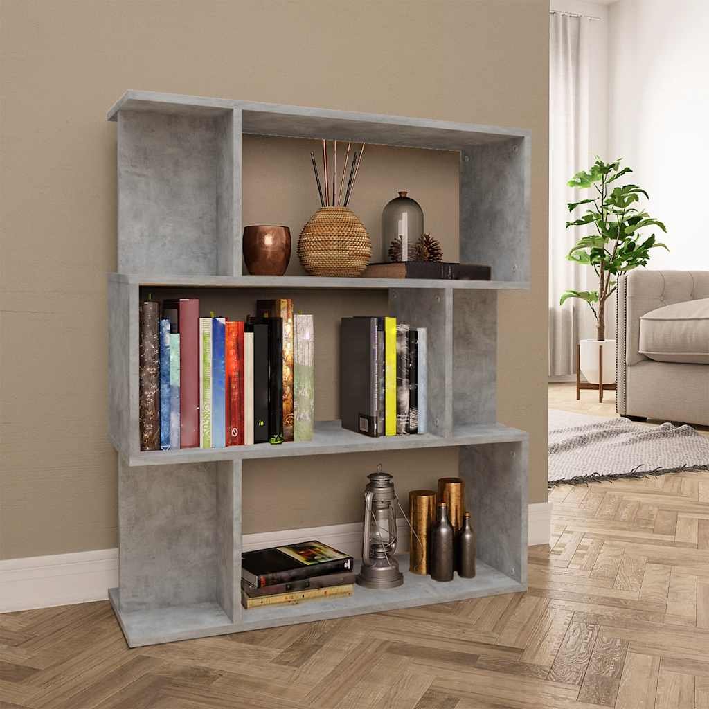 vidaXL Kirjahylly/tilanjakaja betoninharmaa 80x24x96 cm tekninen puu