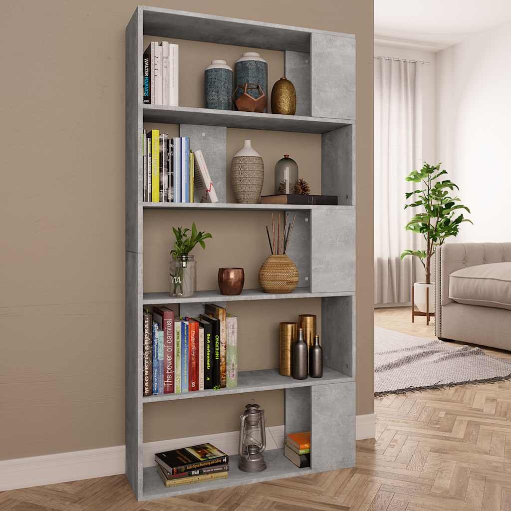 vidaXL Kirjahylly/tilanjakaja betoninharmaa 80x24x159 cm tekninen puu