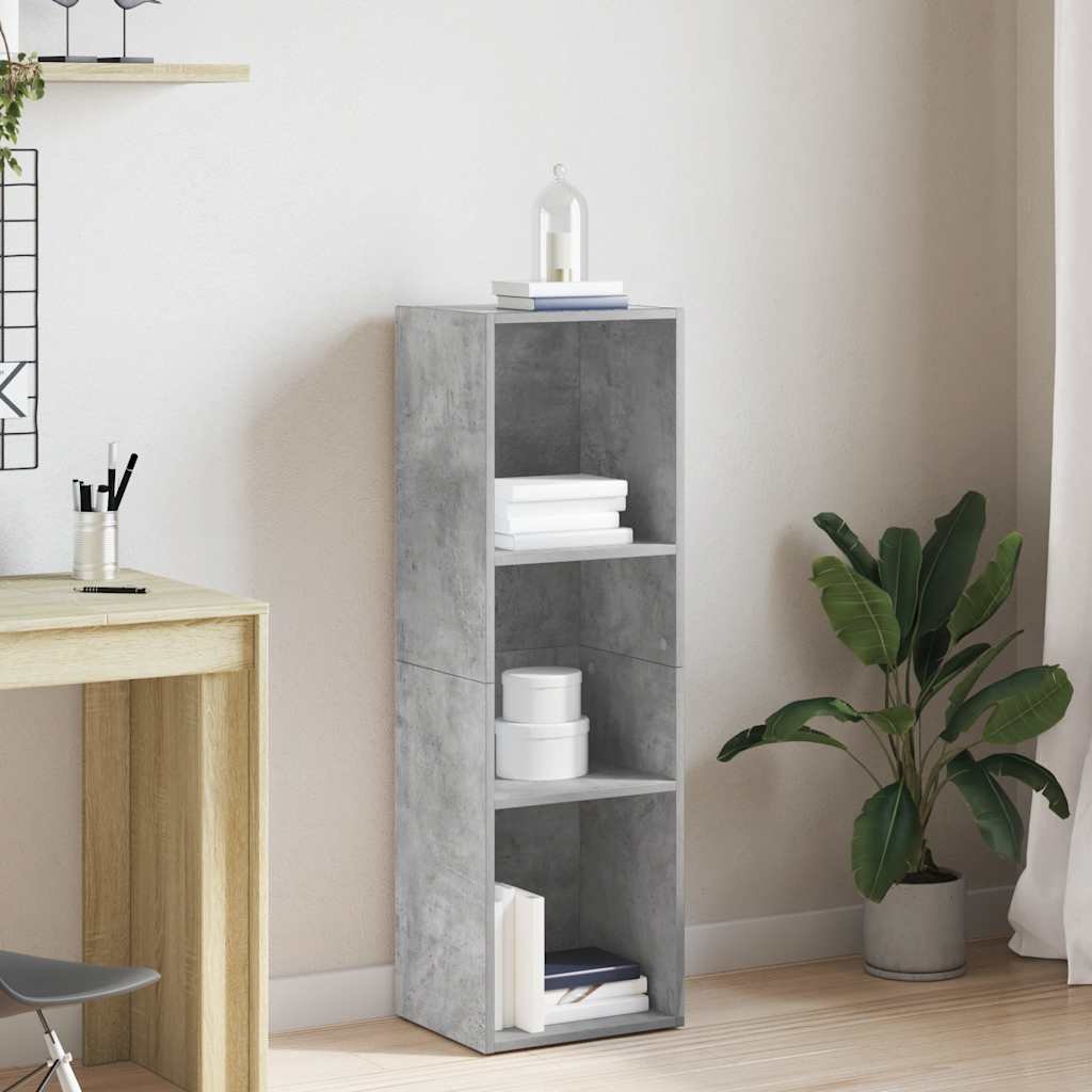 vidaXL Kirjakaappi betoninharmaa 36x30x114 cm tekninen puu