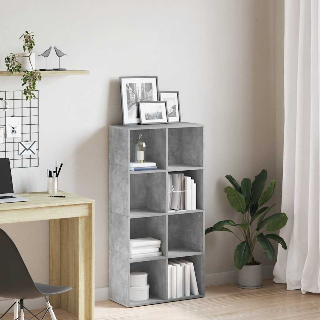 vidaXL Kirjahylly/senkki betoninharmaa 66x30x130 cm tekninen puu