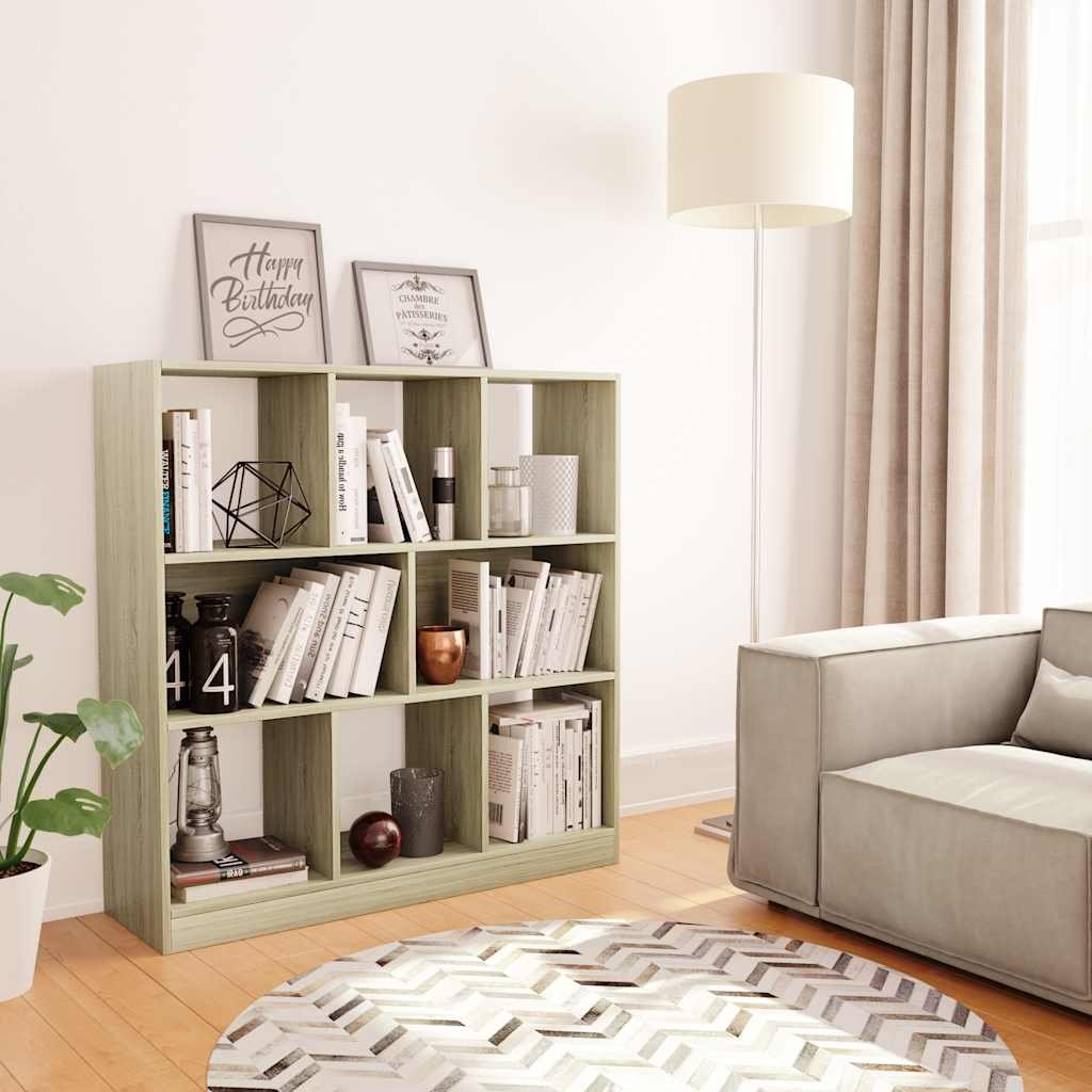 vidaXL Kirjahylly Sonoma tammi 97,5x29,5x100 cm tekninen puu