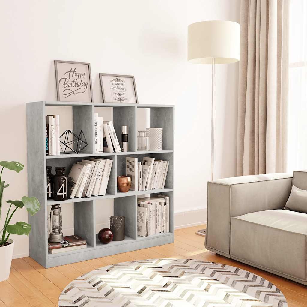 vidaXL Kirjahylly betoninharmaa 97,5x29,5x100 cm tekninen puu