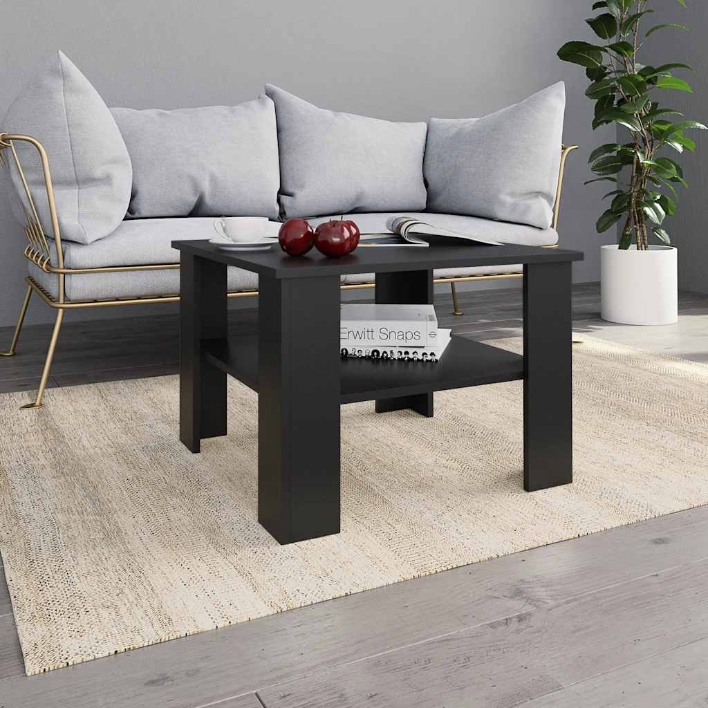 vidaXL Sohvapöytä musta 60x60x42 cm tekninen puu