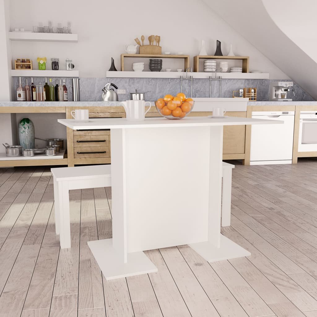 vidaXL Ruokapöytä valkoinen 110x60x75 cm tekninen puu