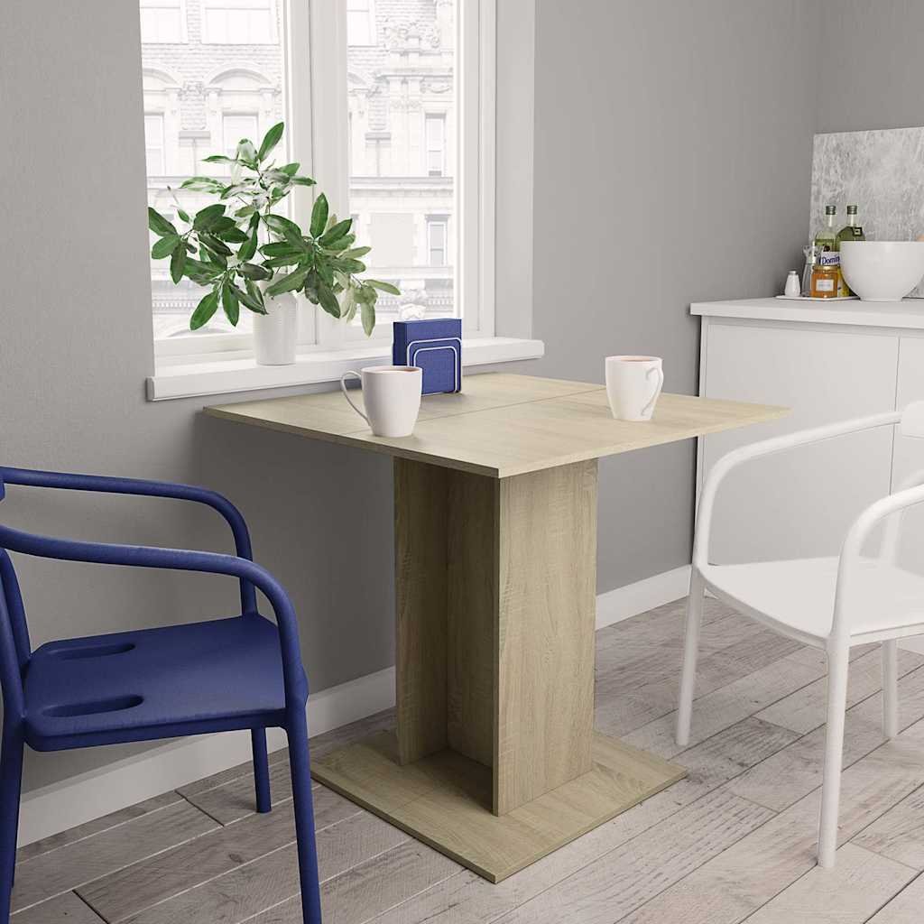 vidaXL Ruokapöytä Sonoma-tammi 80x80x75 cm lastulevy