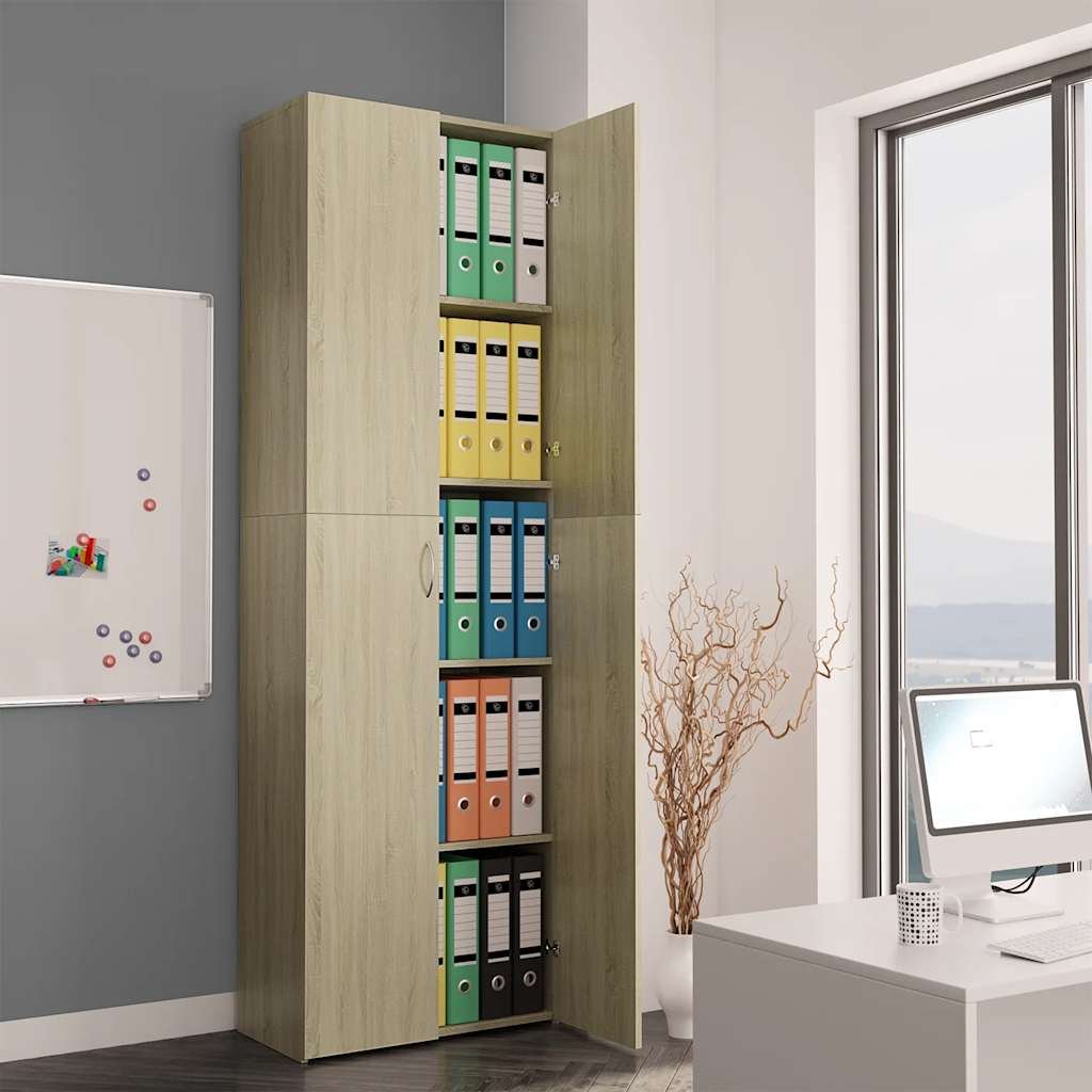 vidaXL Toimistokaappi Sonoma-tammi 60x32x190 cm tekninen puu