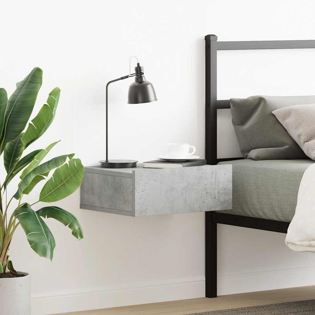 vidaXL Kelluva yöpöytä betoninharmaa 40x30x15 cm tekninen puu