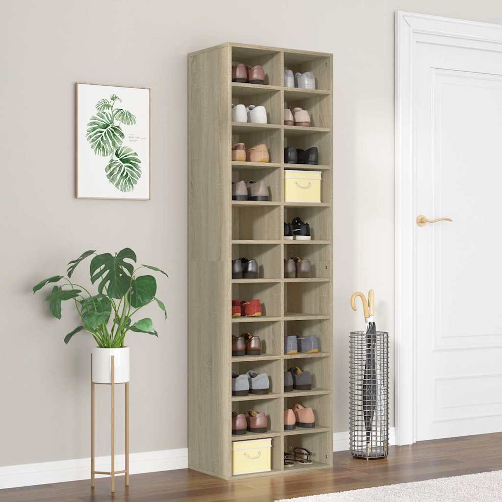 vidaXL Kenkäkaappi Sonoma-tammi 54x34x183 cm lastulevy
