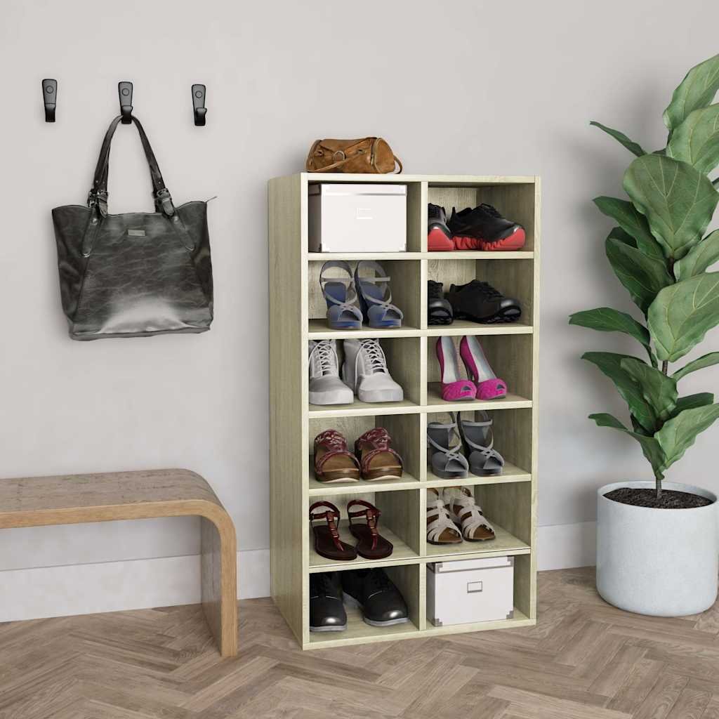 vidaXL Kenkäteline Sonoma-tammi 54x34x100,5 cm tekninen puu