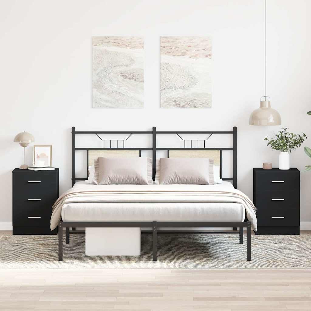 vidaXL Yöpöydät 2 kpl musta 38x35x56 cm tekninen puu