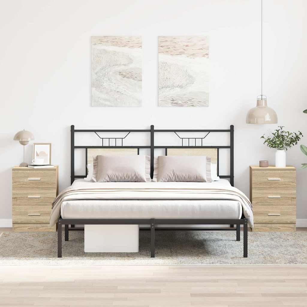 vidaXL Yöpöydät 2 kpl Sonoma-tammi 38x35x56 cm tekninen puu