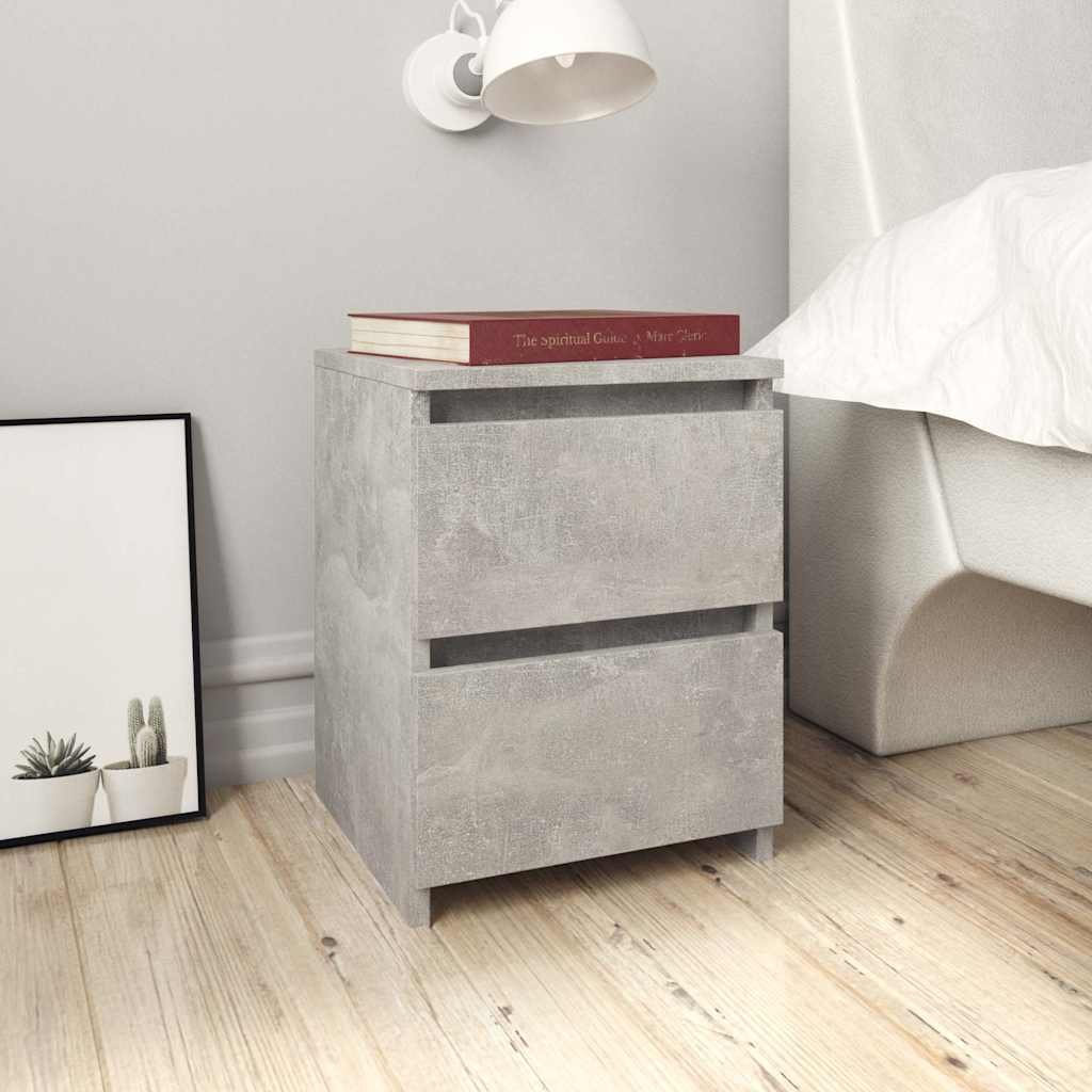 vidaXL Yöpöydät 2 kpl betoninharmaa 30x30x40 cm tekninen puu
