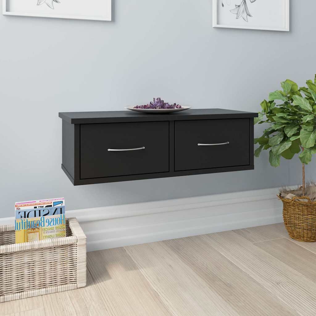 vidaXL Seinälaatikkohylly musta 60x26x18,5 cm tekninen puu
