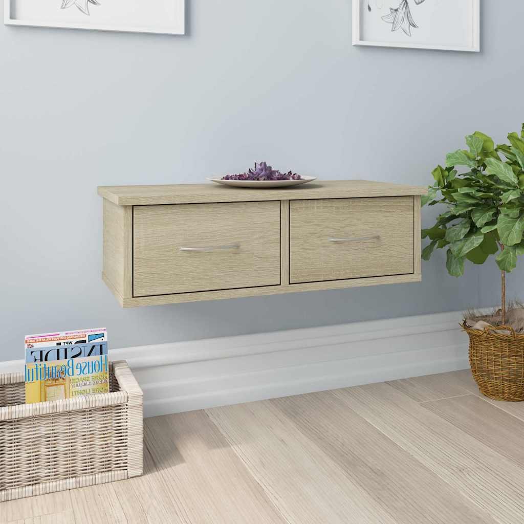 vidaXL Seinälaatikkohylly Sonoma-tammi 60x26x18,5 cm tekninen puu