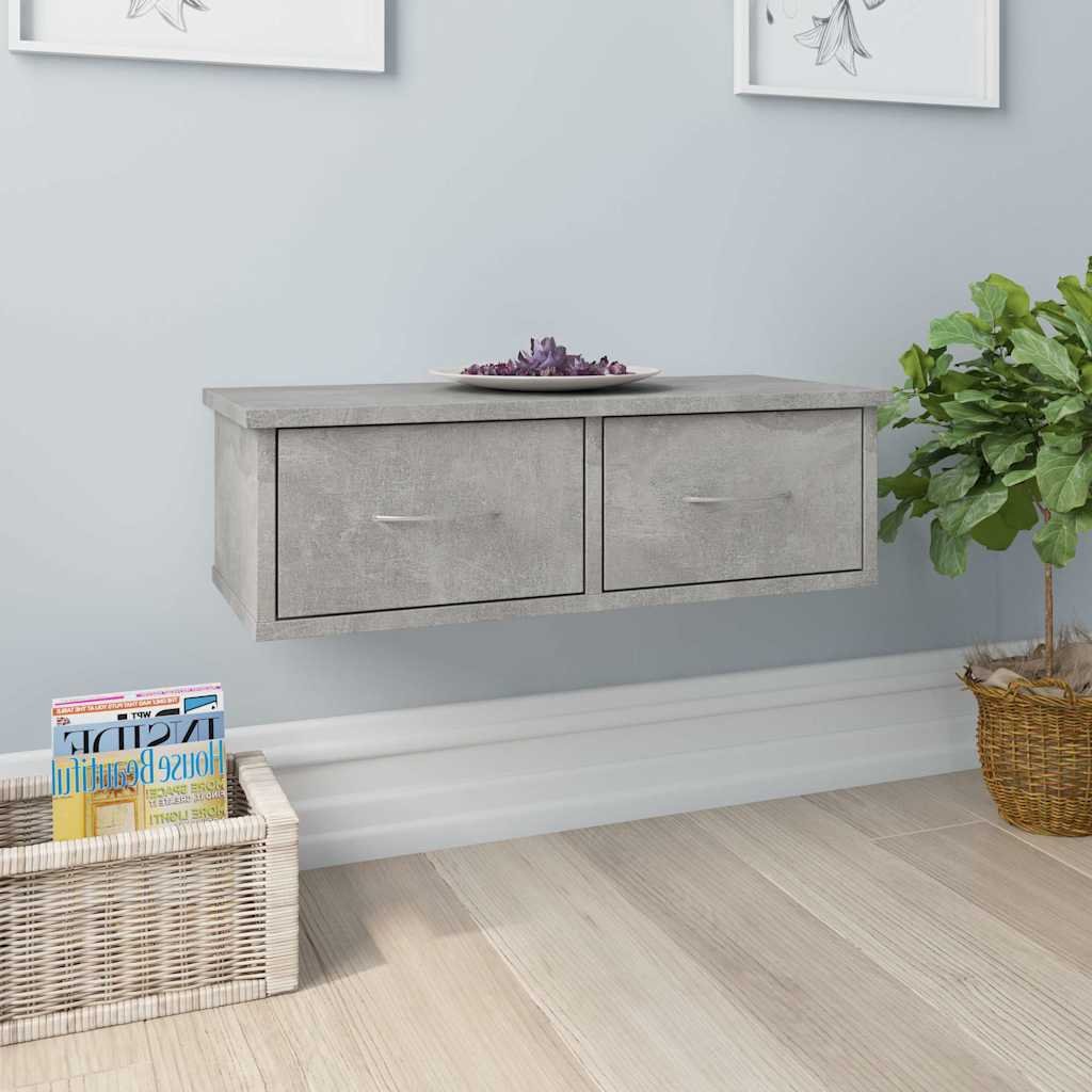 vidaXL Seinälaatikkohylly betoninharmaa 60x26x18,5 cm tekninen puu