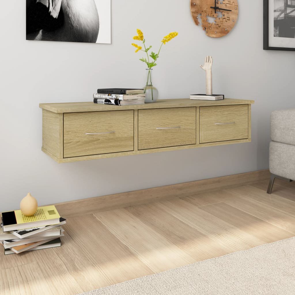vidaXL Seinälaatikkohylly Sonoma-tammi 88x26x18,5 cm tekninen puu