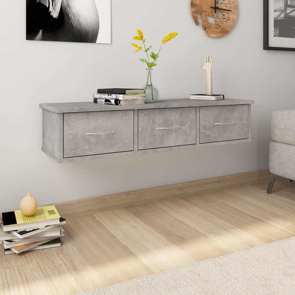 vidaXL Seinälaatikkohylly betoninharmaa 88x26x18,5 cm tekninen puu