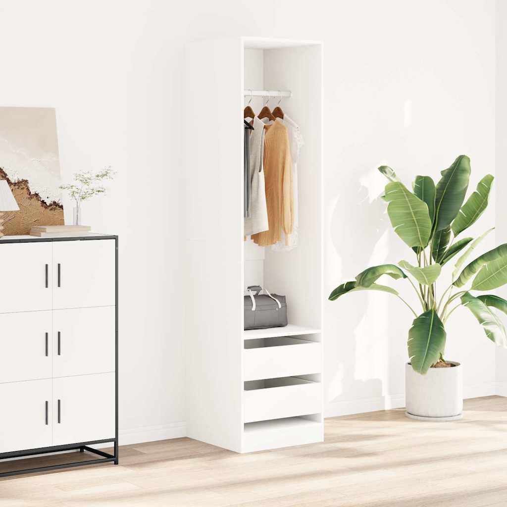 vidaXL Vaatekaappi vetolaatikoilla valkoinen 50x50x200 cm tekninen puu