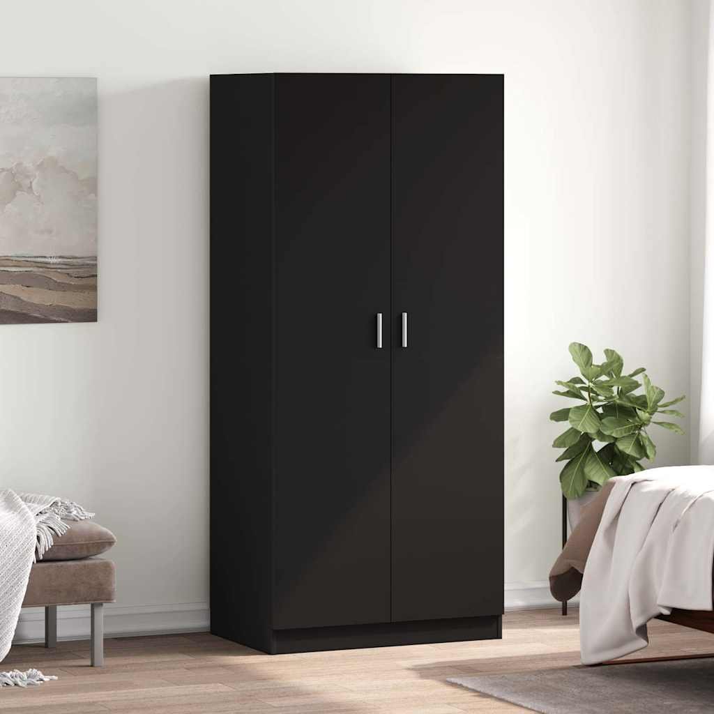 vidaXL Vaatekaappi musta 80x52x180 cm tekninen puu