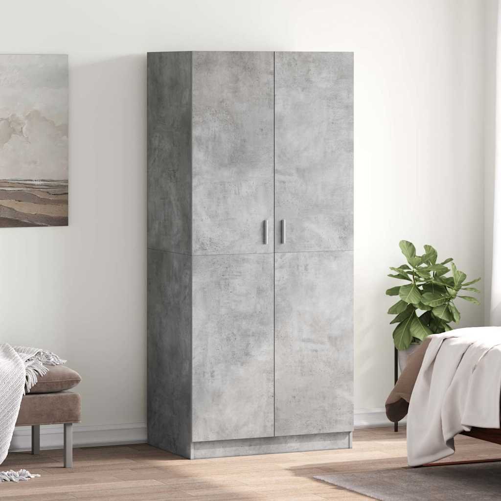 vidaXL Vaatekaappi betoninharmaa 80x52x180 cm tekninen puu