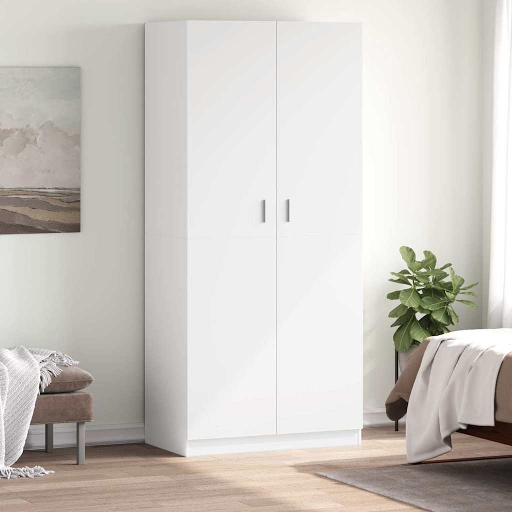 vidaXL Vaatekaappi valkoinen 90x52x200 cm tekninen puu