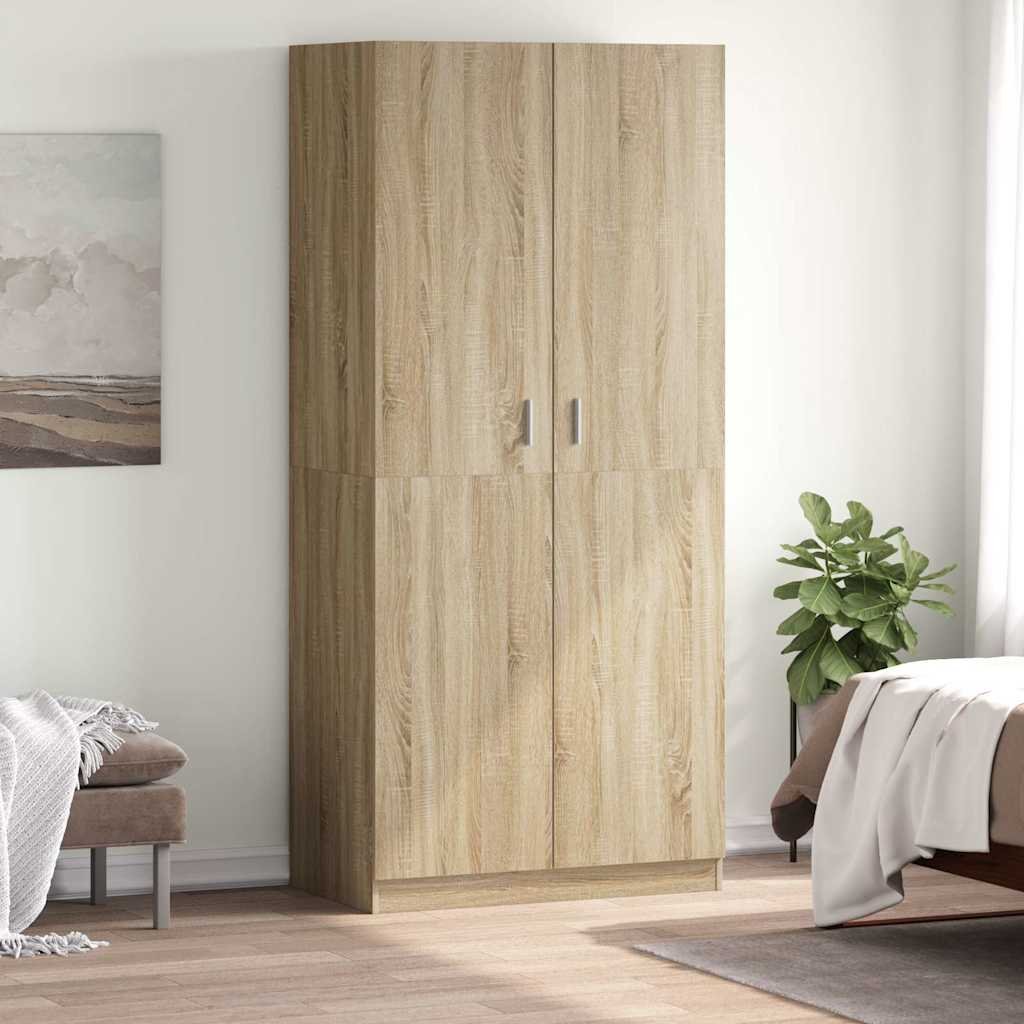 vidaXL Vaatekaappi Sonoma-tammi 90x52x200 cm tekninen puu