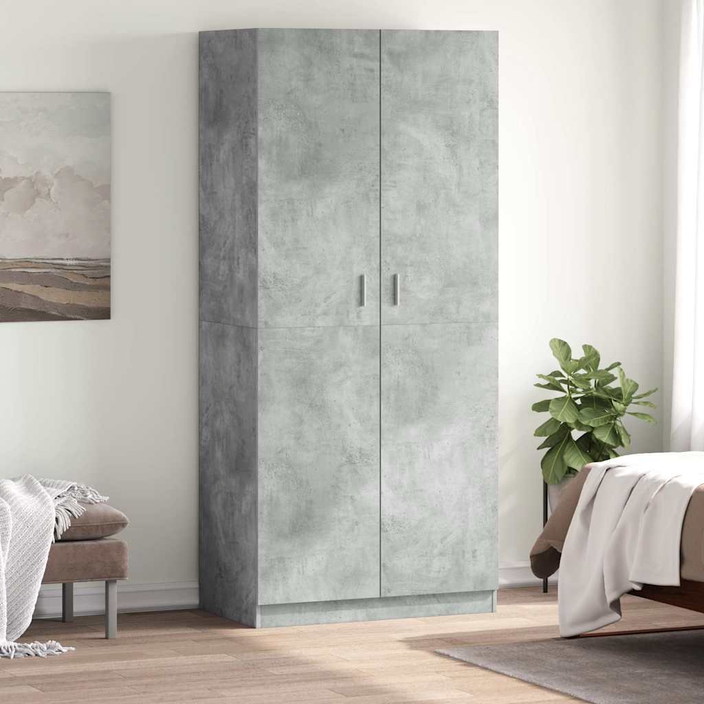vidaXL Vaatekaappi betoninharmaa 90x52x200 cm tekninen puu