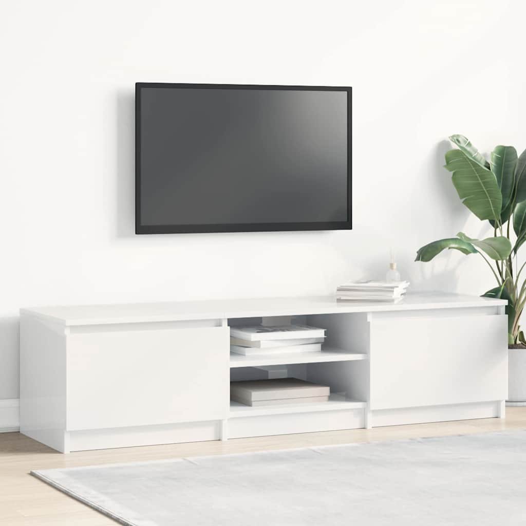 vidaXL TV-taso korkeakiilto valkoinen 140x40x35,5 cm tekninen puu