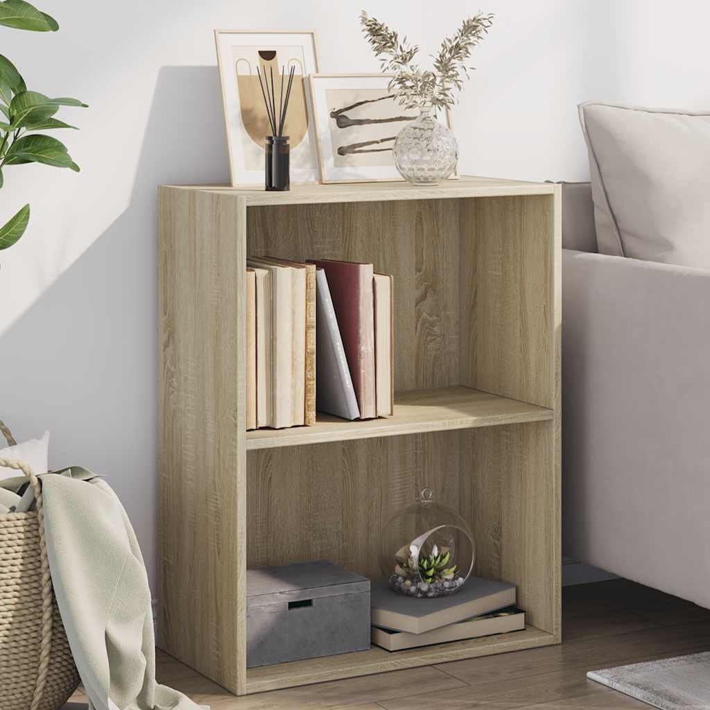 vidaXL 2-tasoinen kirjahylly Sonoma-tammi 60x30x76,5 cm lastulevy