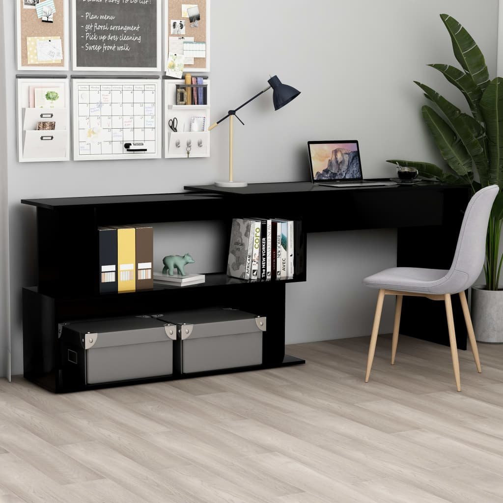 vidaXL Kulmapöytä musta 200x50x76 cm tekninen puu