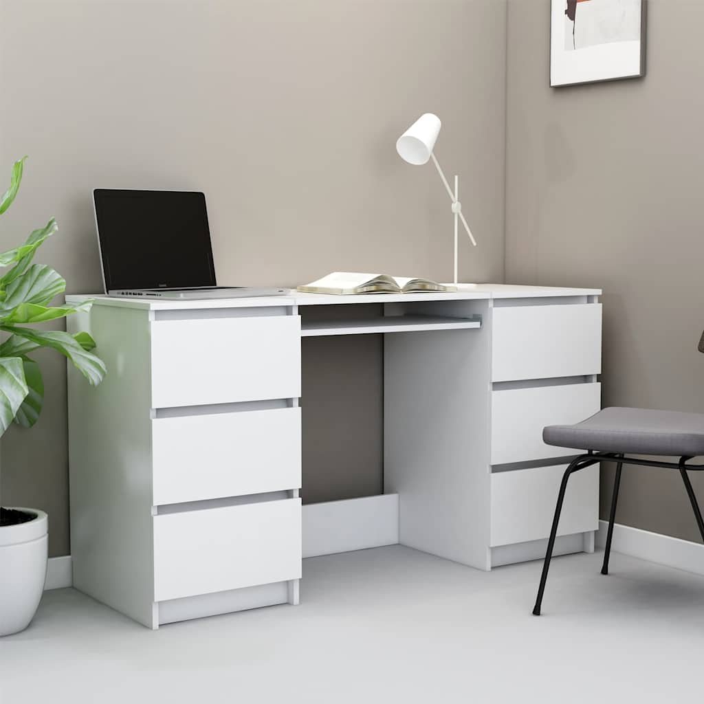 vidaXL Kirjoituspöytä valkoinen 140x50x77 cm tekninen puu