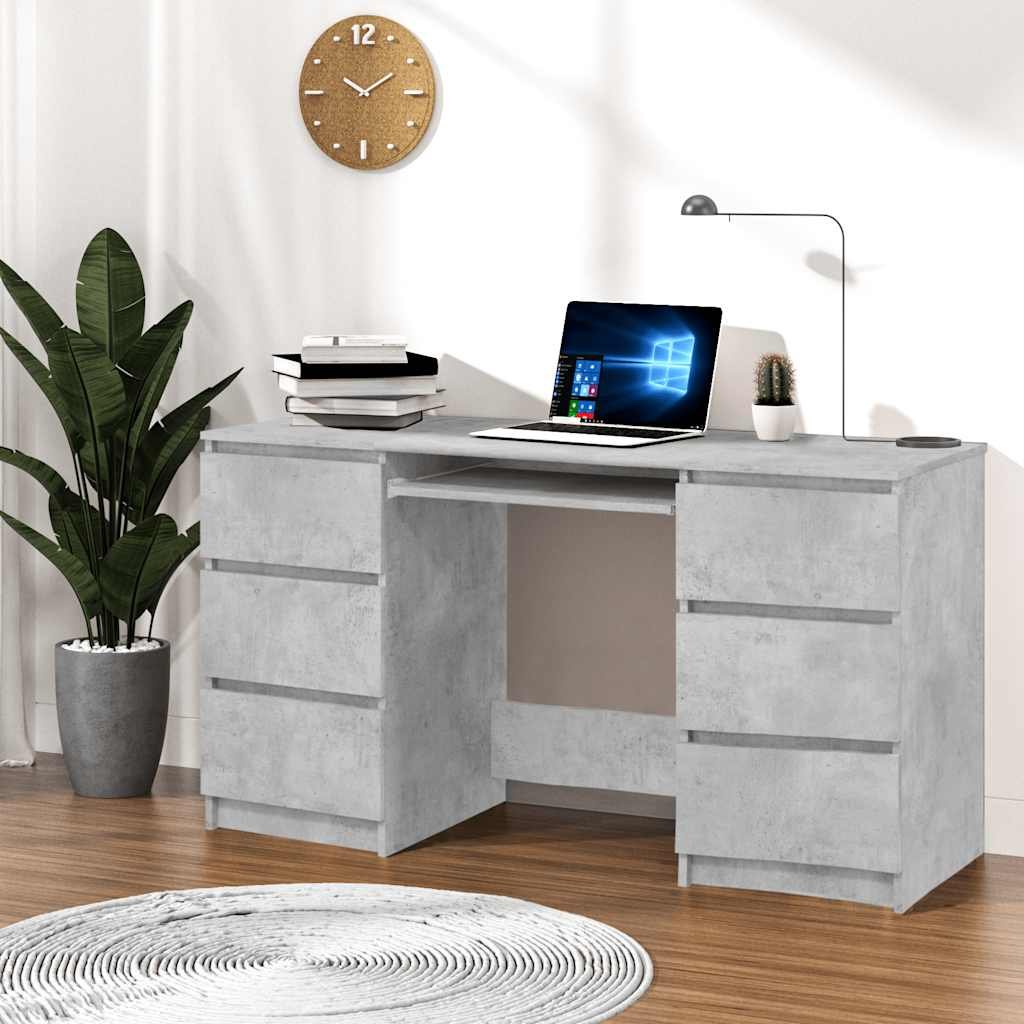 vidaXL Kirjoituspöytä betoninharmaa 140x50x77 cm tekninen puu