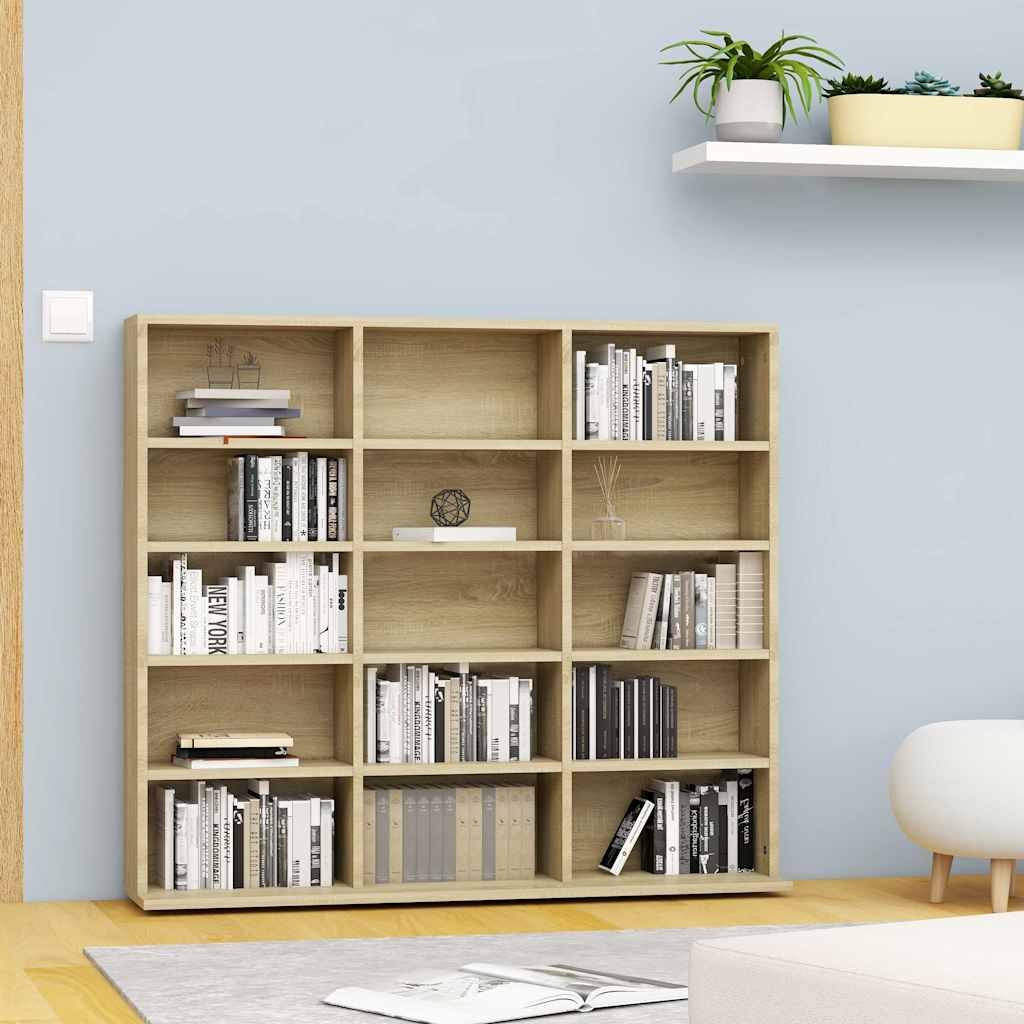 vidaXL CD-hylly Sonoma-tammi 100x23x89,5 cm tekninen puu