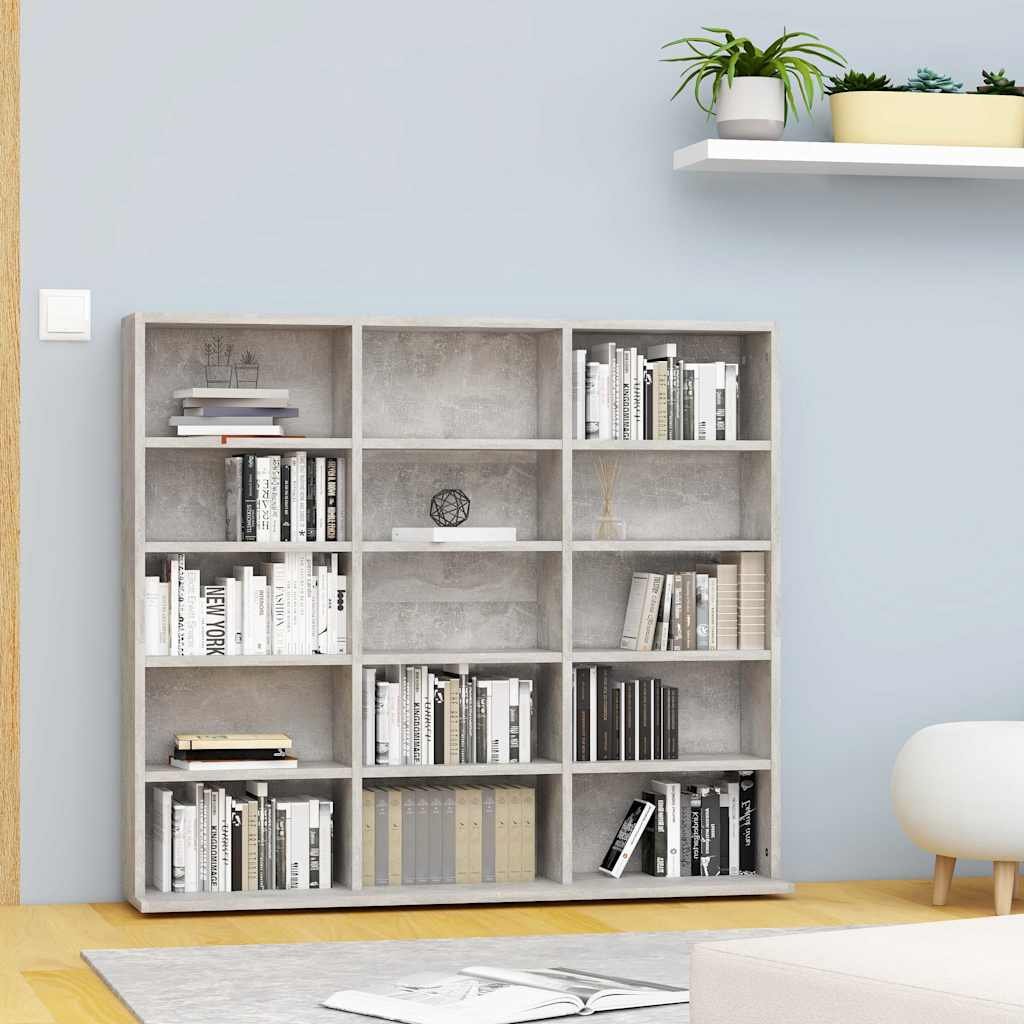 vidaXL CD-hylly betoninharmaa 100x23x89,5 cm tekninen puu