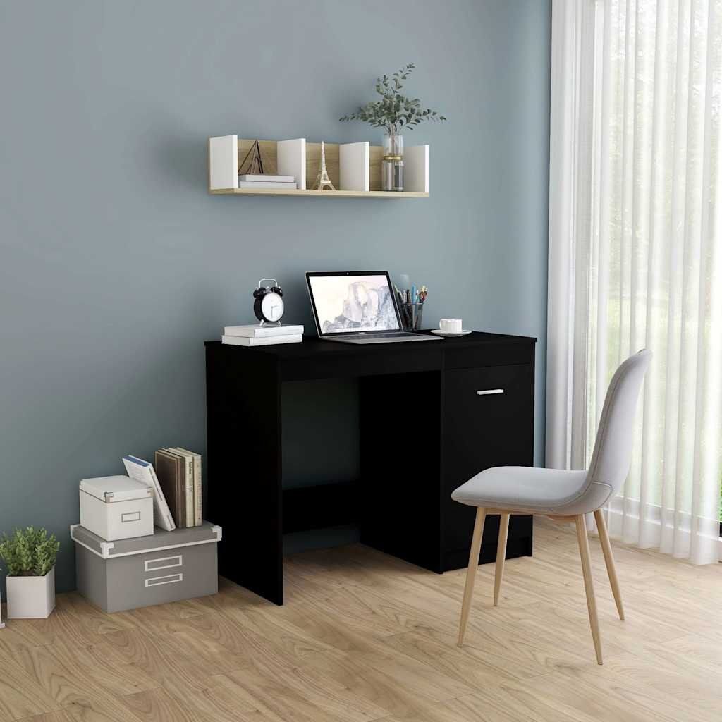 vidaXL Työpöytä musta 100x50x76 cm tekninen puu