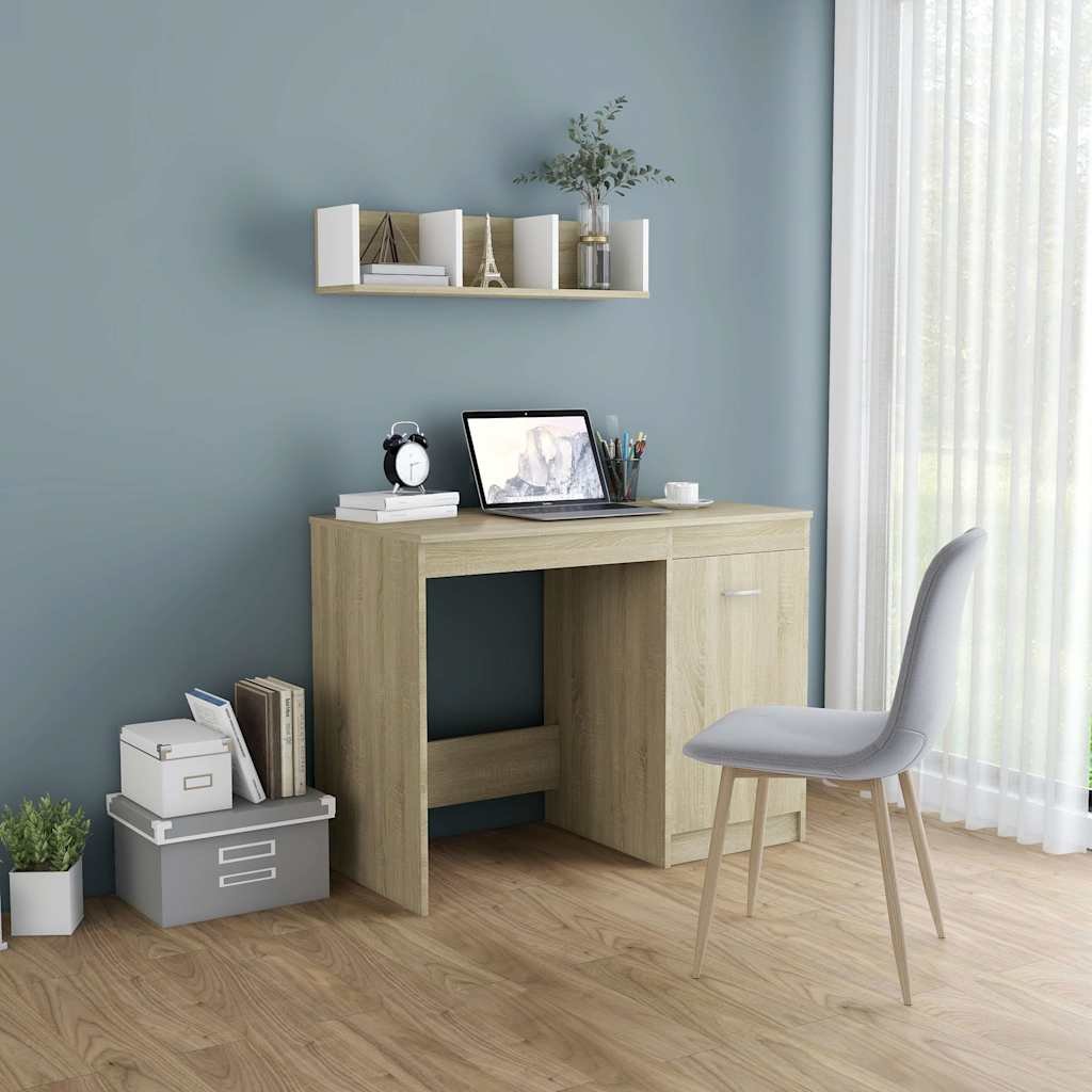 vidaXL Työpöytä Sonoma-tammi 100x50x76 cm tekninen puu