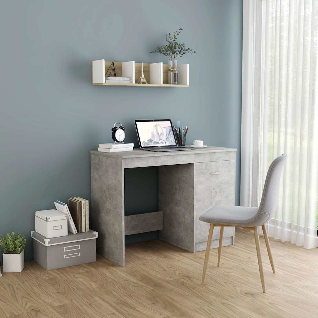 vidaXL Työpöytä betoninharmaa 100x50x76 cm tekninen puu