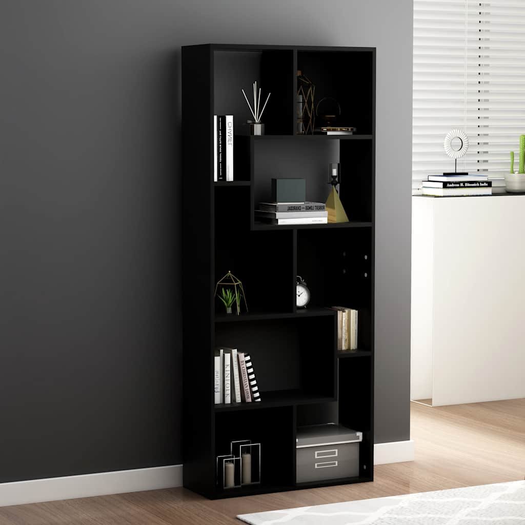 vidaXL Kirjahylly musta 67x24x161 cm tekninen puu