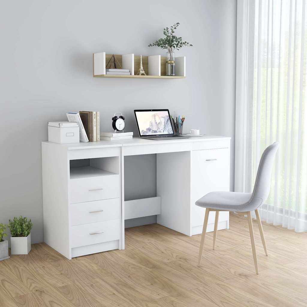 vidaXL Työpöytä valkoinen 140x50x76 cm tekninen puu