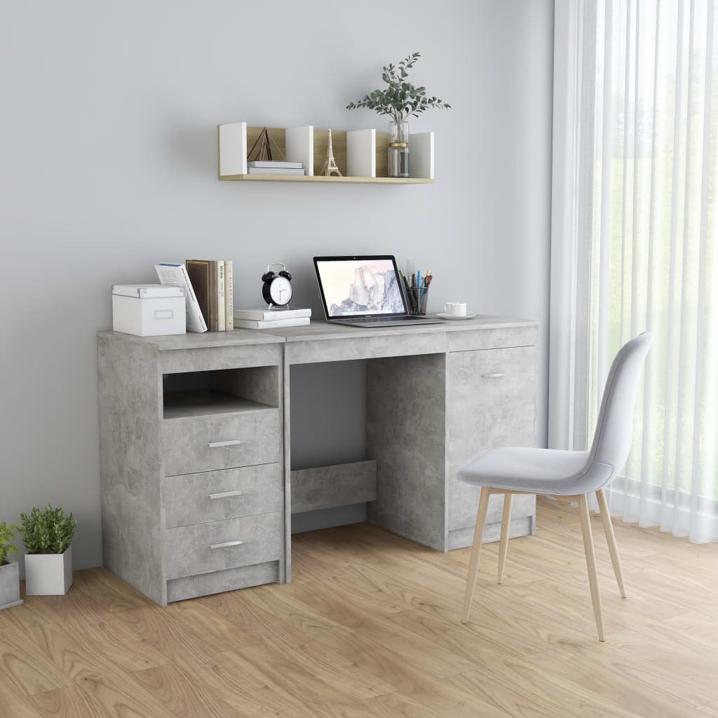 vidaXL Työpöytä betoninharmaa 140x50x76 cm tekninen puu