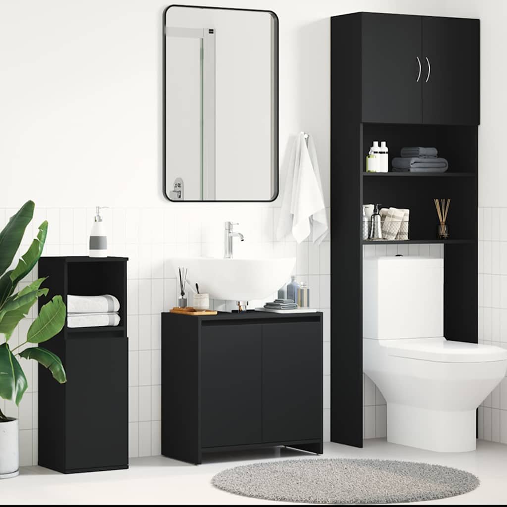 vidaXL Kylpyhuonekaappi musta 60x33x60 cm tekninen puu