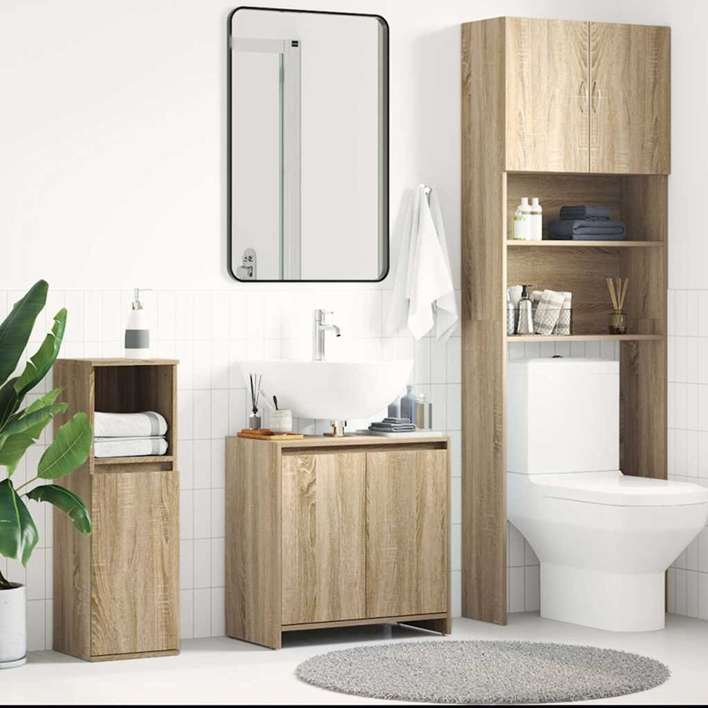 vidaXL Kylpyhuonekaappi Sonoma-tammi 60x33x60 cm tekninen puu