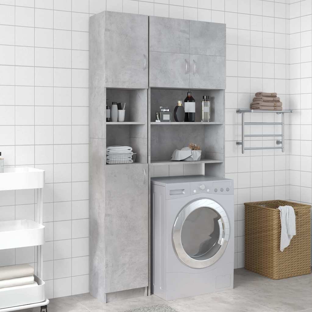 vidaXL Kylpyhuonekaappi betoninharmaa 32x25,5x190 cm tekninen puu