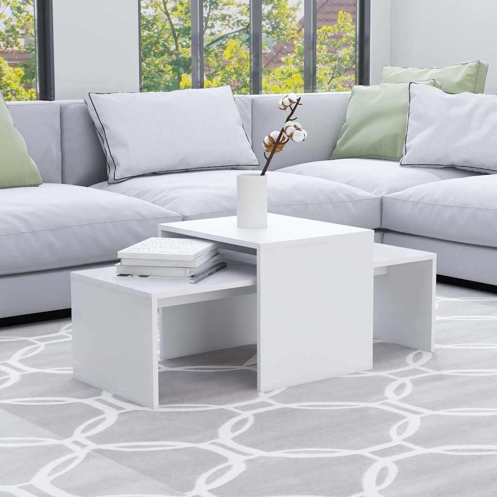 vidaXL Sohvapöytäsarja valkoinen 100x48x40 cm tekninen puu